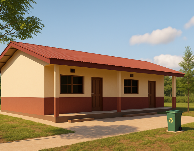 Construction de 02 salles de classe à l’EP de NSEM planting de 25 arbres et bacs à ordures